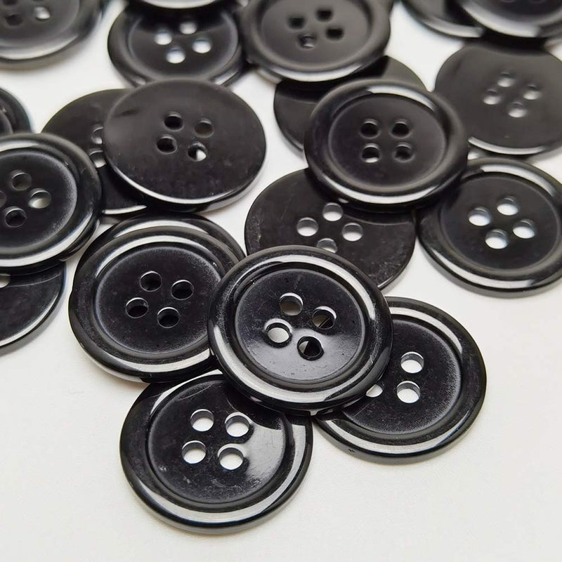 Chenkou Craft Mix Color Plastic Resin Circle Big Button 4 Holes DIY Craft Sewing 3/4"(20mm) 100pcs (Black, 3/4"(20mm)) - Image 2